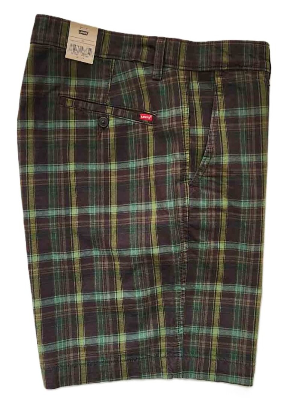 NWT Levi's XX Chino Shorts Relaxed Fit Green Brown Plaid Men's ACTUAL SIZE 38